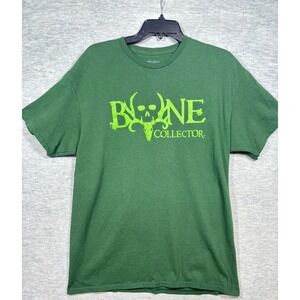 Bone Collector Mens Shirt L Green Hunting Logo Graphic‎ Skull T-Shirt Tee Casual